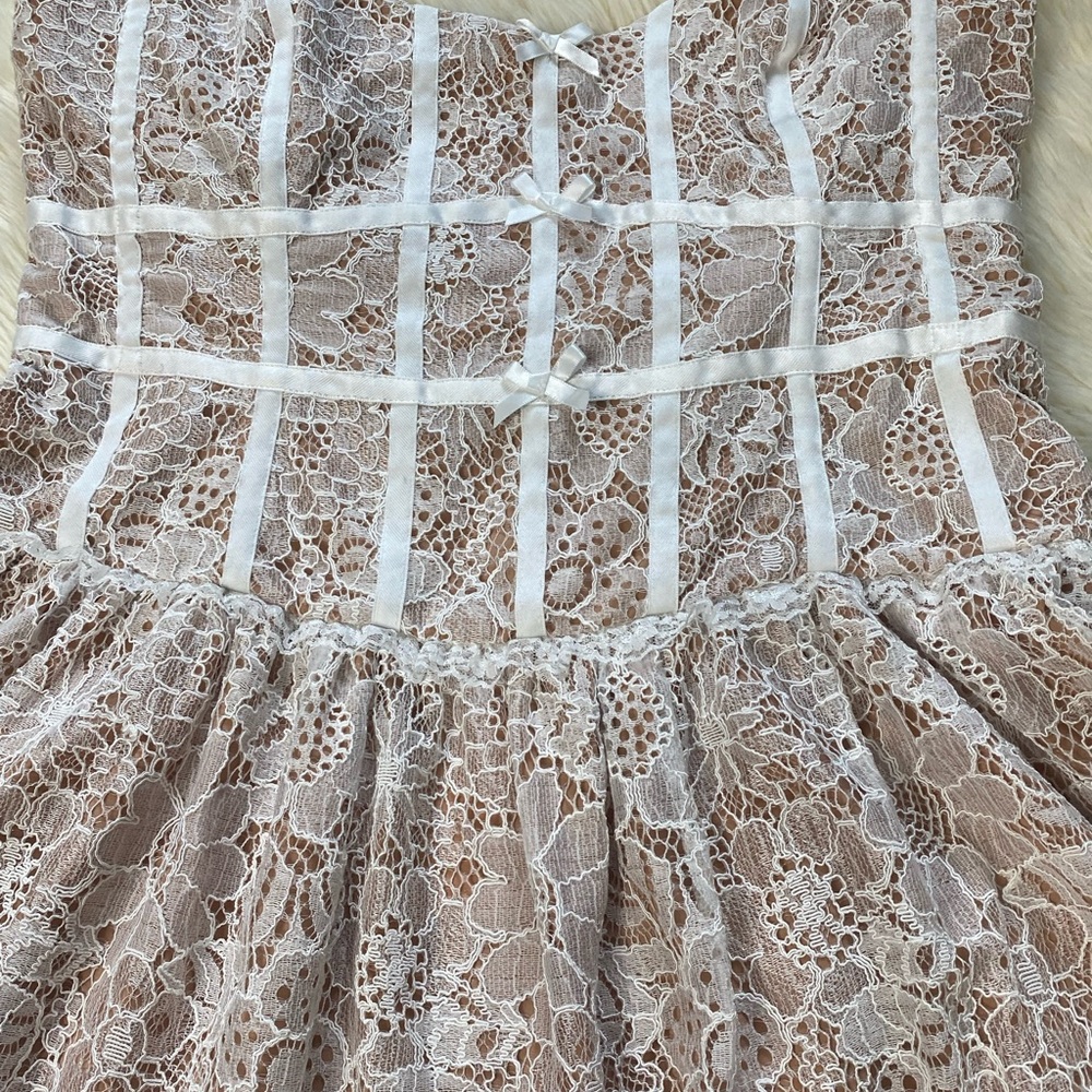 For Love & Lemon Jelena Lace Strapless Mini Dress, size Lace White & Nude - Picture 4 of 16